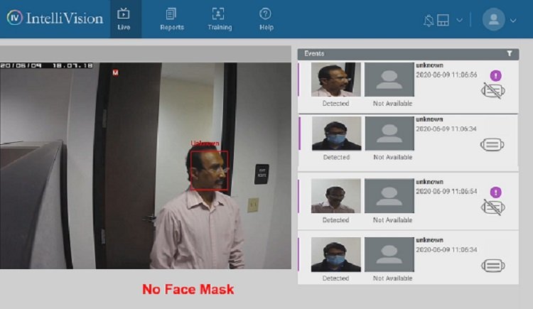 IntelliVision face mask detection AI video analytics